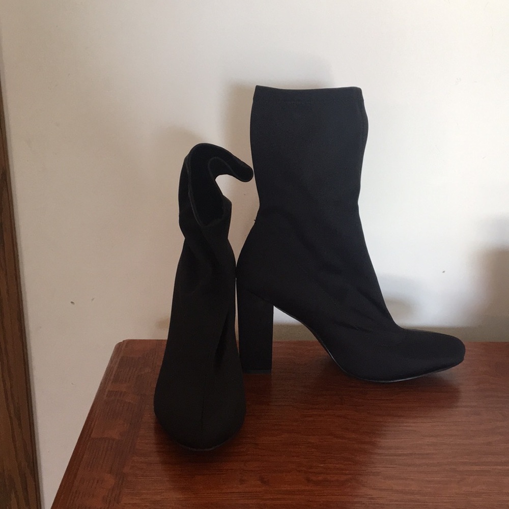 Black low calf boots